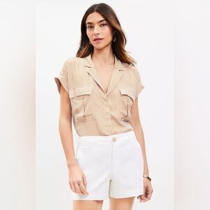 NWT LOFT The Monroe 6” Chino Shorts Sz 14 White Coastal Preppy Clean Girl Summer